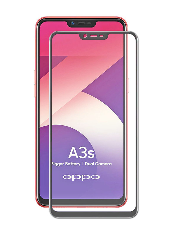 

Аксессуар Защитное стекло DF для OPPO A3s Fullscreen+Fullglue oColor-04 Black, DF oColor-04