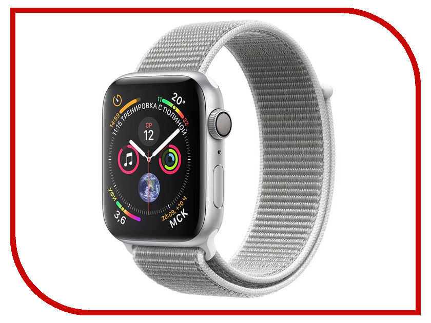 фото Умные часы APPLE Watch Series 4 44mm Silver Aluminium Case with Seashell Sport Loop MU6C2RU/A