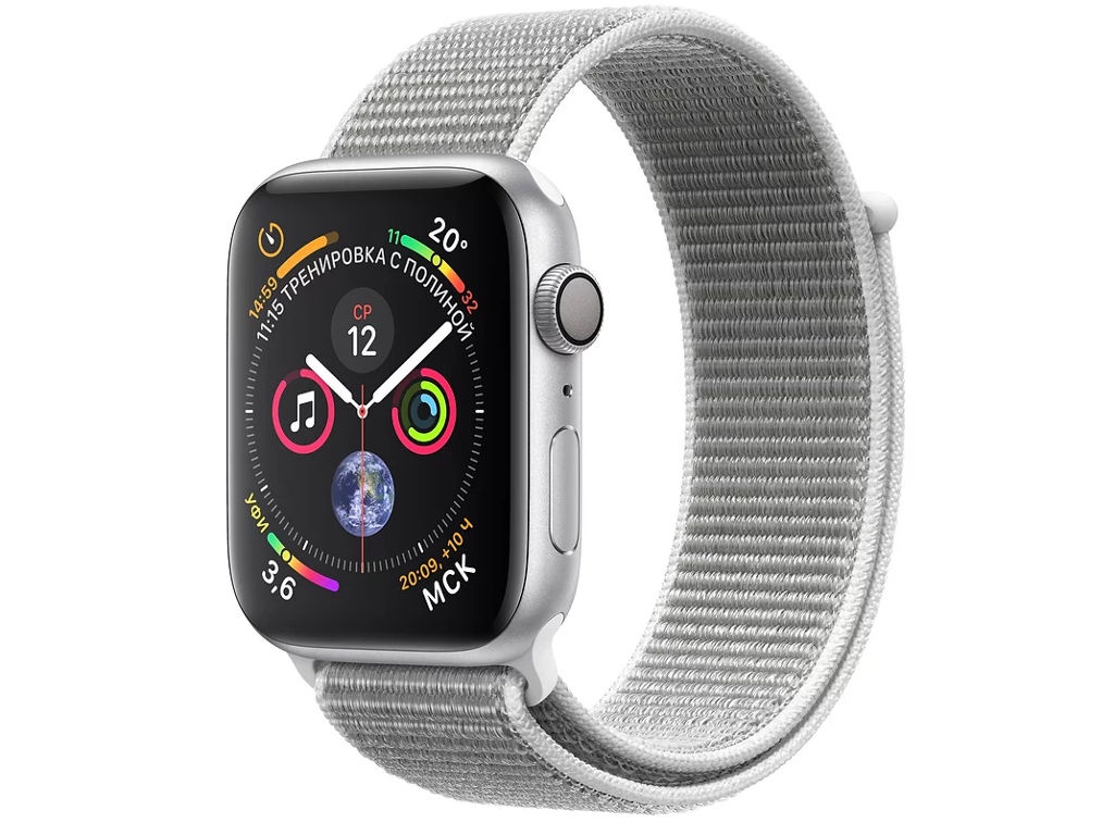 фото Умные часы APPLE Watch Series 4 44mm Silver Aluminium Case with Seashell Sport Loop MU6C2RU/A