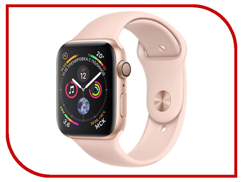 

Умные часы APPLE Watch Series 4 44mm Gold Aluminium Case with Pink Sand Sport Band MU6F2RU/A, APPLE Watch Series 4