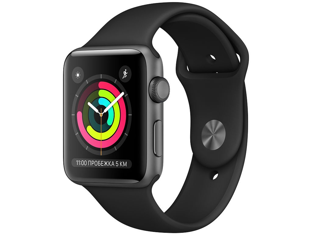 фото Умные часы apple watch series 3 38mm space grey aluminum case with black sport band