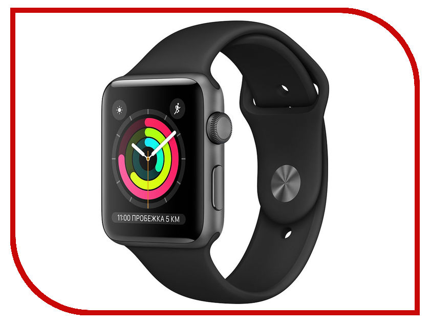 

Умные часы Apple Watch Series 3 42mm Space Grey Aluminum Case with Black Sport Band, APPLE Watch Series 3