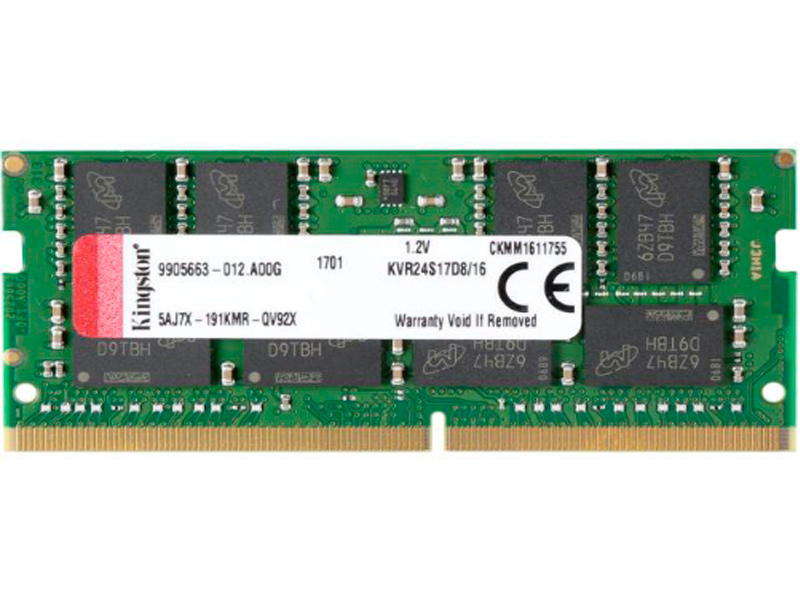 фото Модуль памяти Kingston DDR4 SO-DIMM 2400MHz PC19200 - 16Gb KVR24S17D8/16