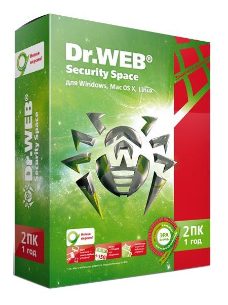 Программное обеспечение Dr.Web Security Space Pro 2Dt 1 year BHW-B-12M-2-A3 / AHW-B-12M-2-A2 программное обеспечение kaspersky standard 3 device 1 year base card kl1041rocfs