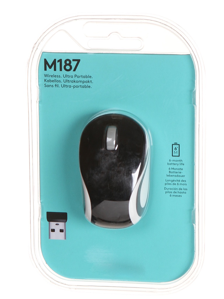 Мышь Logitech Wireless Mini Mouse M187 Black 910-002736 / 910-002731 logitech b100 optical usb mouse 910 003360