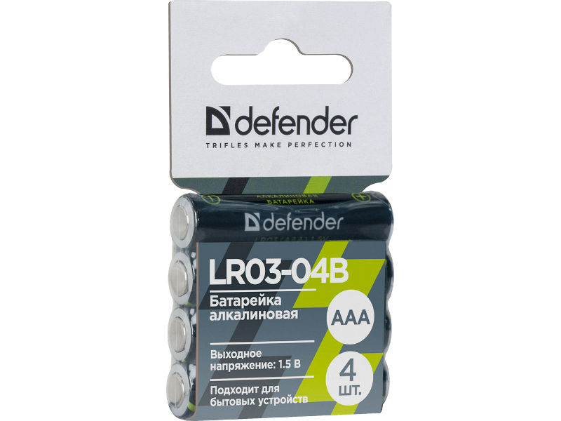 

Батарейка AAA - Defender Alkaline LR03-04B (4 штуки) 56008, LR03-04B