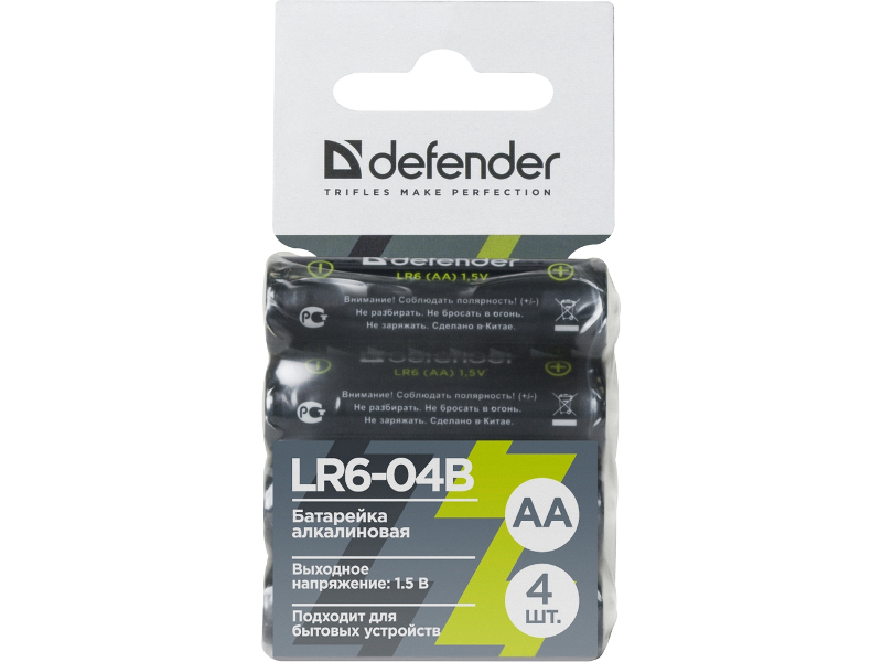 

Батарейка AA - Defender Alkaline LR6-04B (4 штуки) 56028, LR6-04B