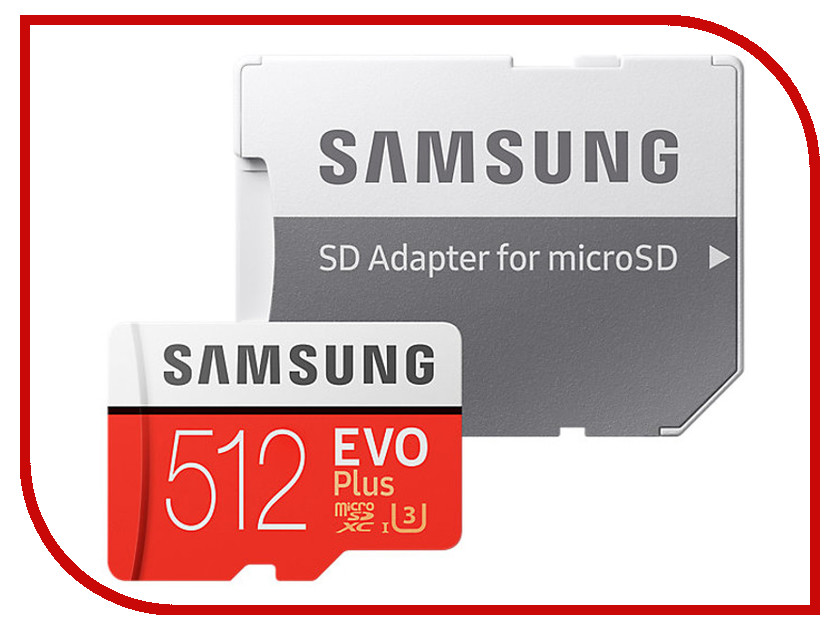 фото Карта памяти 512Gb - Samsung EVO Plus V2 - Micro Secure Digital HC MB-MC512GA/RU с переходником под SD