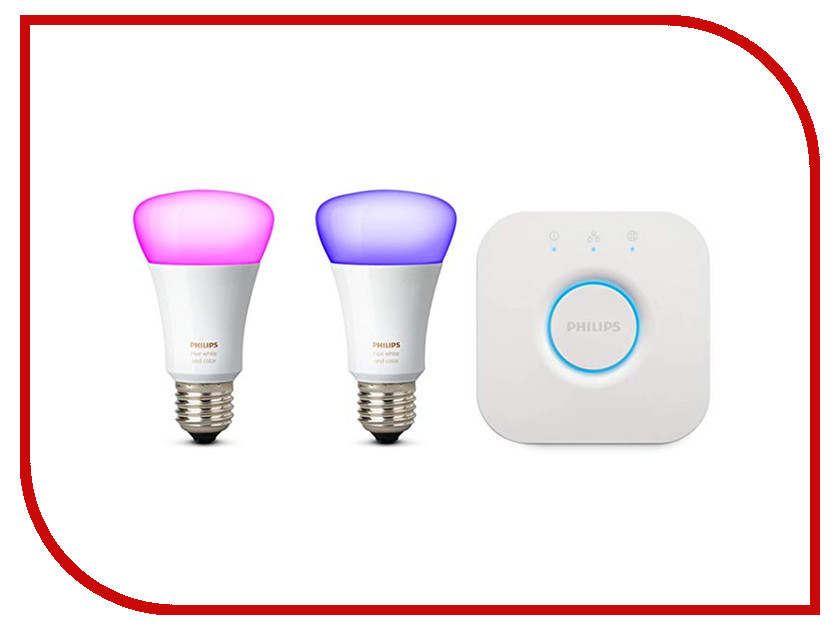 

Лампочка Philips Hue White and Color Ambiance Starter E27 (2 шт) + блок управления, Hue White