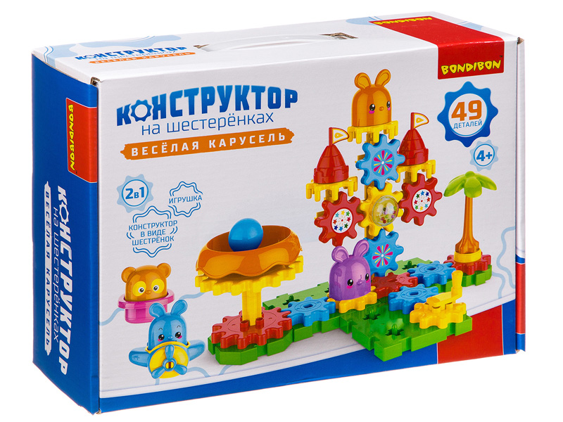 

Конструктор Bondibon Весёлая карусель 49 дет. ВВ3299, Весёлая карусель