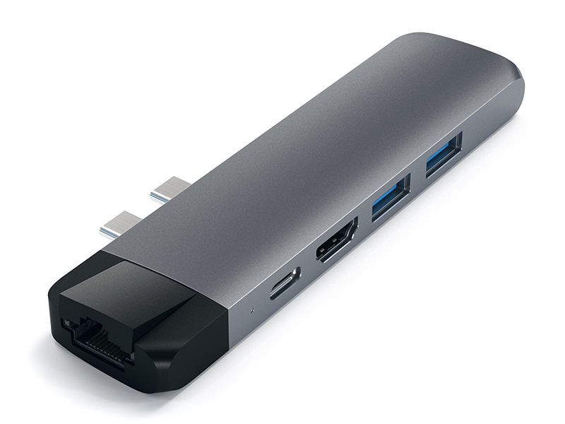 Хаб USB Satechi Aluminum Pro Hub With Ethernet для 2016/2017 MacBook Pro 13/15 Space Gray ST-TCPHEM хаб satechi thunderbolt 4 eu space gray
