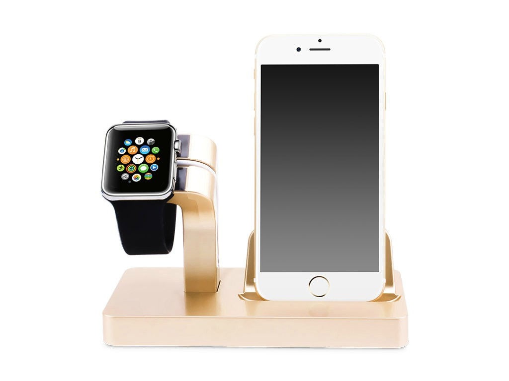 фото Аксессуар док-станция gurdini smart apple watch + lightning connector champagne 904661