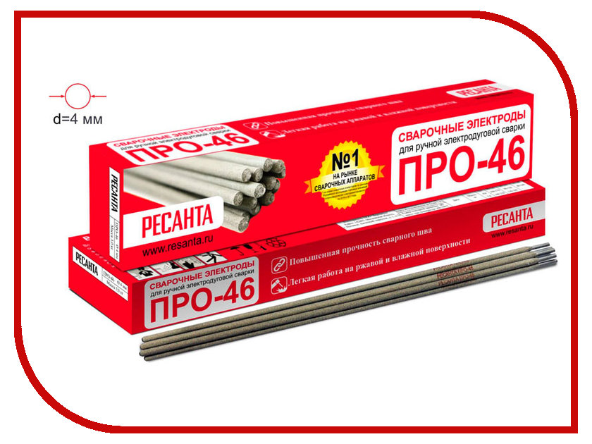 

Аксессуар Электроды Ресанта ПРО-46 Ф4,0 пачка 3кг 71/6/39, ПРО-46 Ф4,0