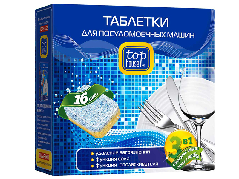 

Аксессуар Таблетки для посудомоечных машин Top House 3в1 4660003392159, 4660003392159