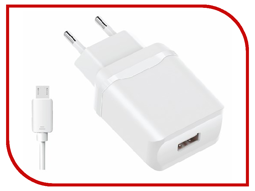 

Зарядное устройство Olmio USB 2.4A Smart IC + кабель microUSB White ПР038736, ПР038736