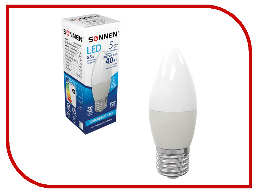 фото Лампочка Sonnen LED C37 5W 4000K E27 453708