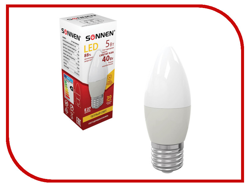 фото Лампочка Sonnen LED C37 5W 2700K E27 453707