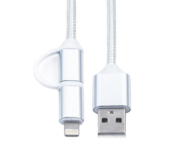 фото Аксессуар KS-is 2в1 USB - Lightning/MicroUSB 1.0m White KS-285W