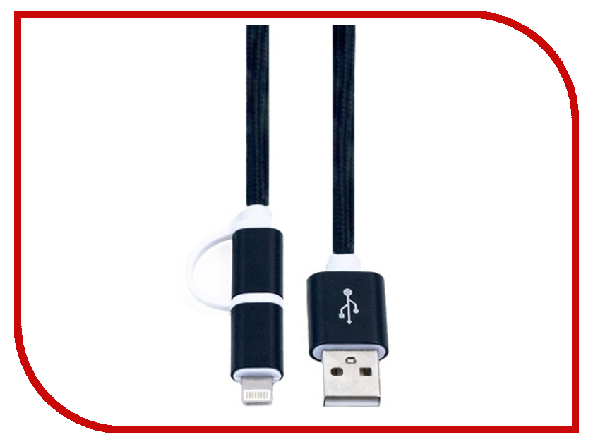 

Аксессуар KS-is 2в1 USB - Lightning/MicroUSB 1.0m Black KS-285B, USB - Lightning/MicroUSB