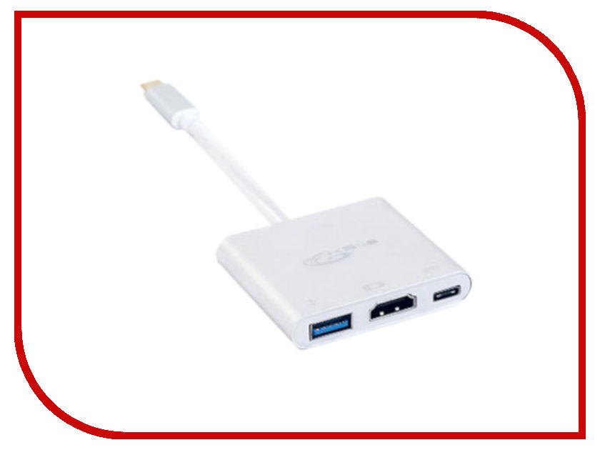 фото Адаптер KS-is Type-C M - USB/HDMI/Type-C F KS-342 White