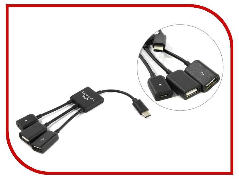 фото Хаб USB KS-is OTG 2xUSB 2.0 MicroUSB F - USB Type C M KS-319