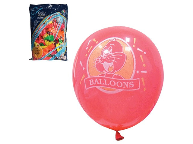 Набор воздушных шаров Веселая затея 10-inch 100шт Неон с рисунком Ассорти 1103-0006