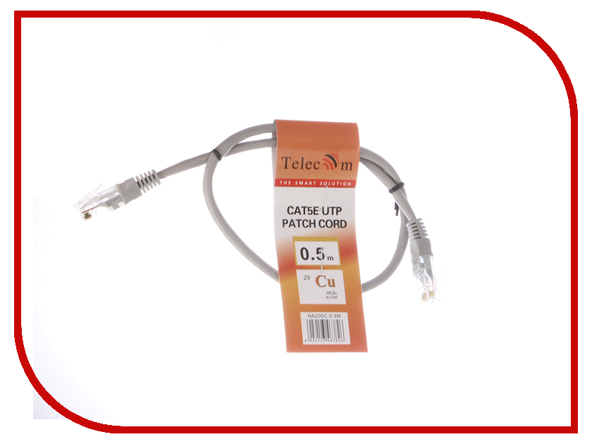 

Сетевой кабель Telecom UTP cat.5e 0.5m NA200C-0.5M Grey, NA200C-0.5M