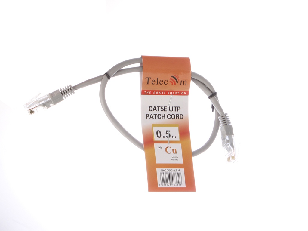 

Сетевой кабель Telecom UTP cat.5e 0.5m NA200C-0.5M Grey, NA200C-0.5M