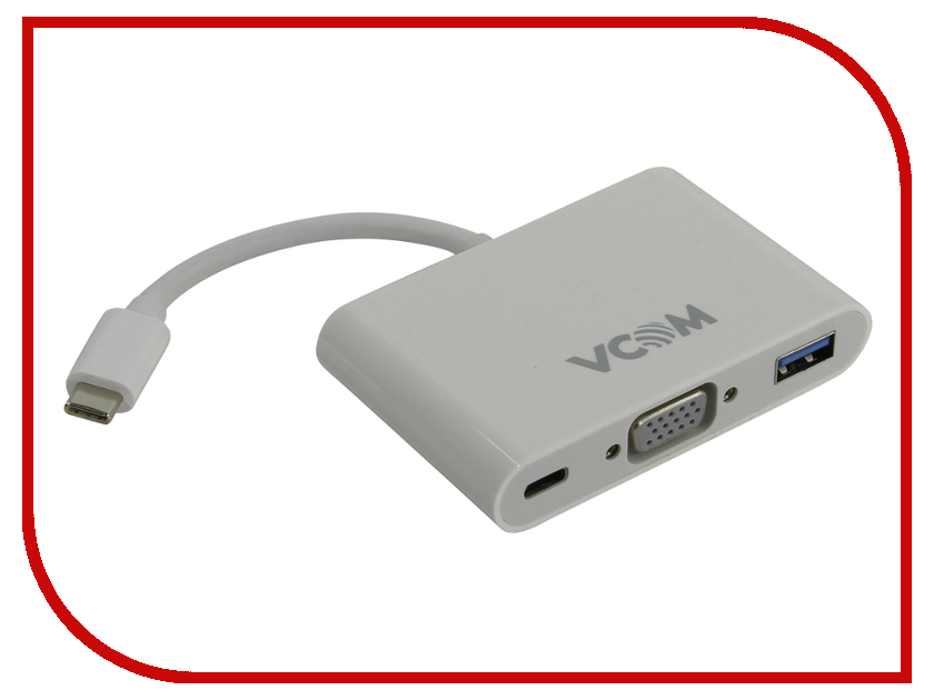 фото VCOM USB Type-C M to VGA F + USB3.0 F + USB Type-C F CU426