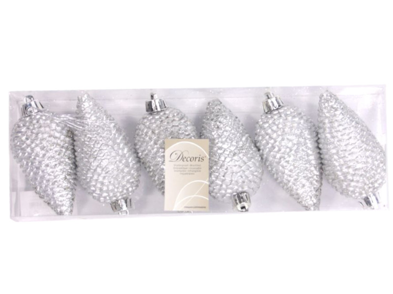 

Украшение Kaemingk Шишки еловые 6шт Silver 028571, 028571