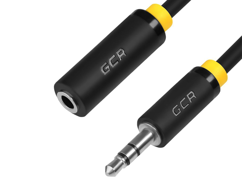 фото Аксессуар Greenconnect 3.5 Jack M - 3.5 Jack F 0.5m Black-Yellow GCR-STM0114-0.5m