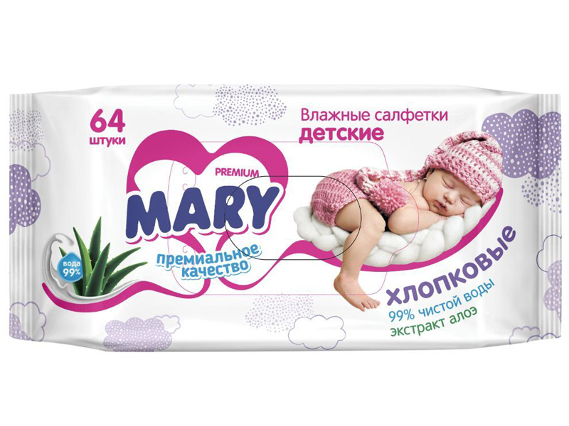 

Салфетки MARY Детские с алоэ 64шт GL000796410, GL000796410