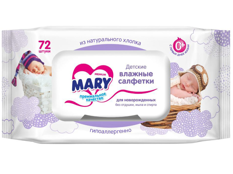 

Салфетки MARY Для новорожденных 72шт GL000796412, GL000796412