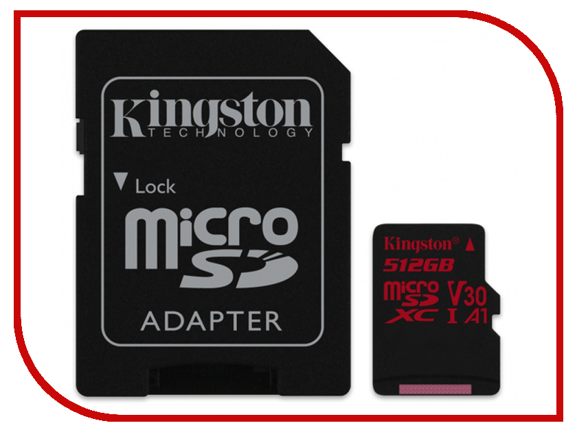 фото Карта памяти 512Gb - Kingston MicroSDXC Class10 UHS-I U3 Canvas React SDCR/512GB