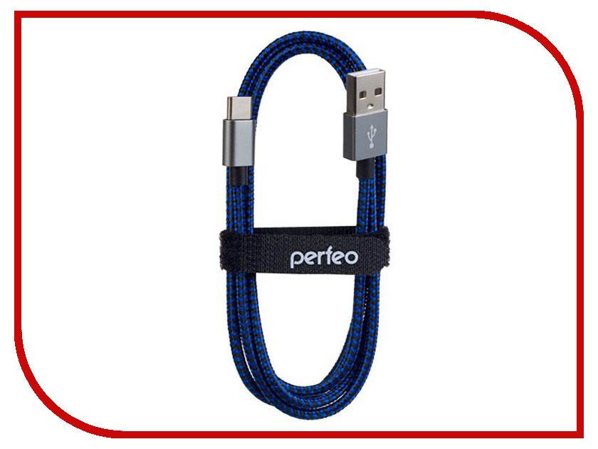 фото Аксессуар Perfeo USB 2.0 A - USB Type-C 1m Black-Blue U4903