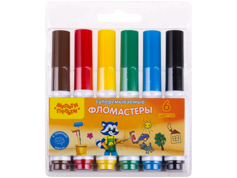 

Фломастеры Мульти-пульти Приключения Енота 6 цветов WP_19279, WP_19279