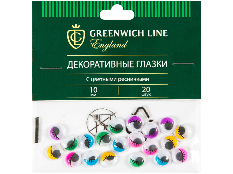 

Набор Greenwich Line Материал декоративный Глазки с цветными ресничками 10mm 20шт WE_20431, Глазки с цветными ресничками