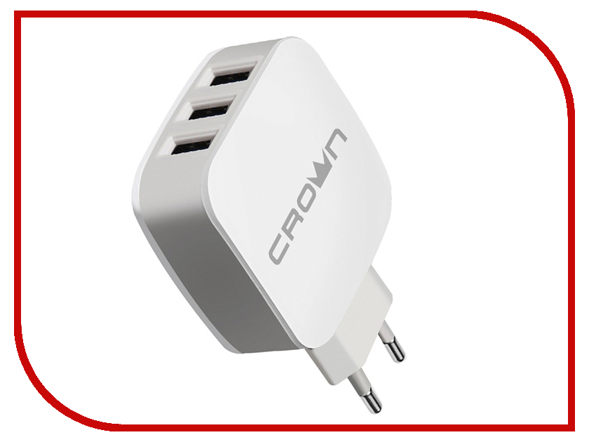 

Зарядное устройство Crown CMWC-3053 3xUSB White-Grey, CMWC-3053