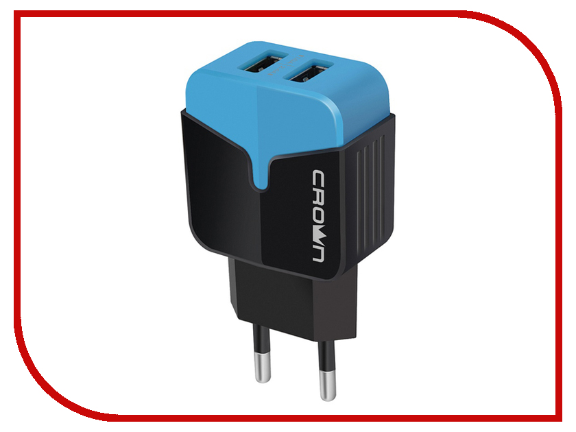 

Зарядное устройство Crown CMWC-3042 2xUSB Black-Blue, CMWC-3042