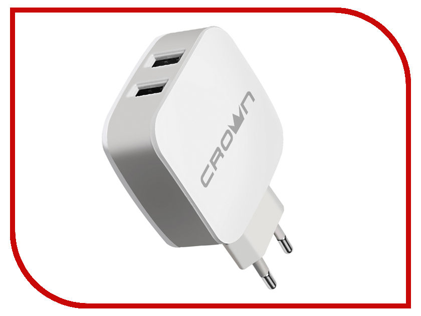 

Зарядное устройство Crown CMWC-3022 2xUSB White-Grey, CMWC-3022