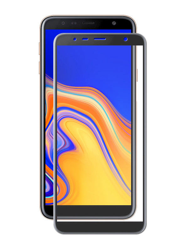 фото Аксессуар Закаленное стекло DF для Samsung Galaxy J4 Plus 2018 / J6 Plus 2018 Full Screen + Full Glue sColor-57 Black Frame Df-group