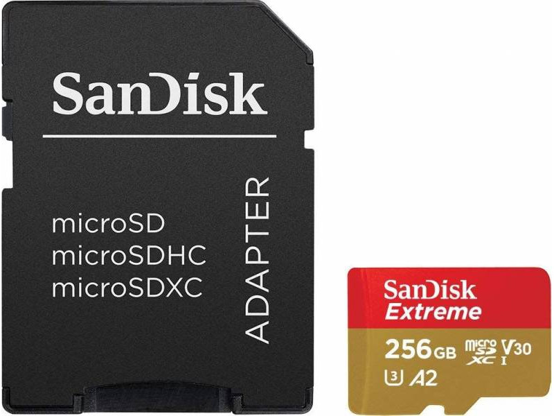 Карта памяти 256Gb - SanDisk Extreme MicroSD Class 10 SDSQXA1-256G-GN6MA с переходником под SD