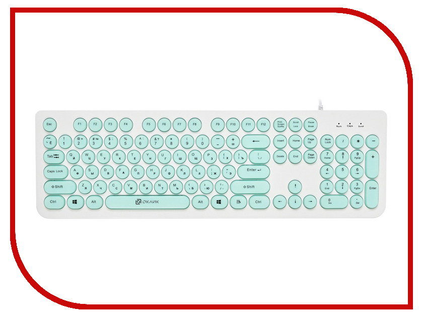 

Клавиатура Oklick 400MR White-Mint USB, 400MR