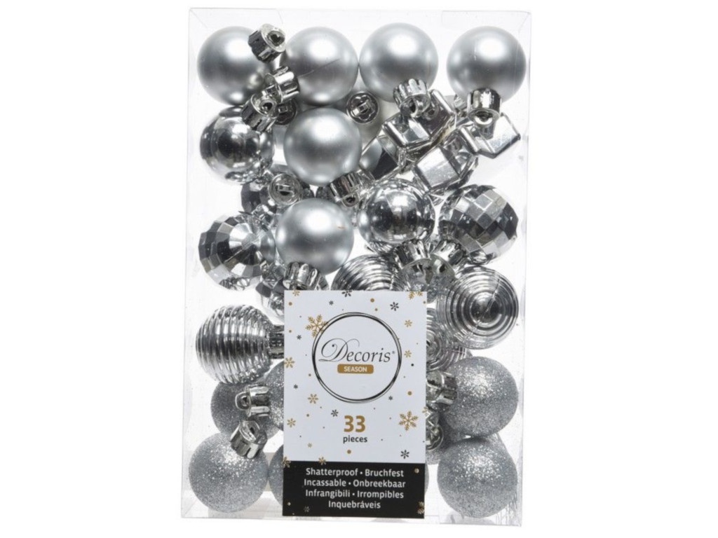 

Украшение Kaemingk Набор для маленькой ёлки Россыпь радости 3-4.3cm 33шт Silver 023467, Россыпь радости