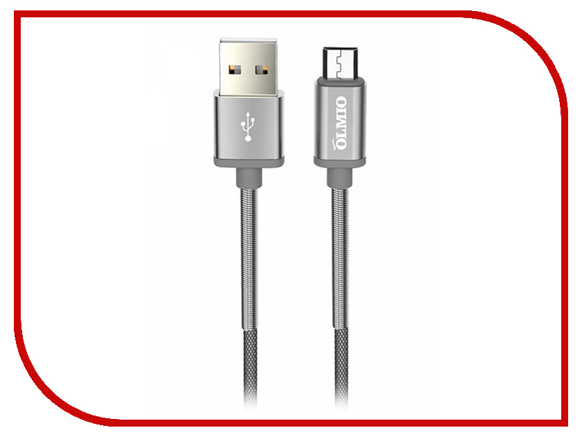 фото Аксессуар Olmio HD USB 2.0 - microUSB 1.2m 2.1A Grey ПР038646