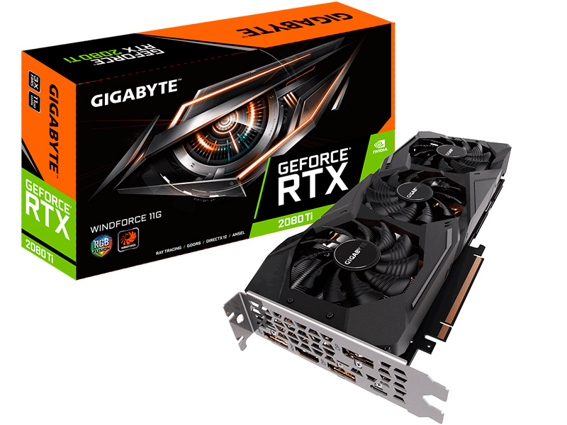

Видеокарта GigaByte GeForce RTX 2080 Ti Windforce 1545Mhz PCI-E 3.0 11264Mb 14000Mhz 352 bit UCB-C 3xHDMI 3xDP GV-N208TWF3-11GC, GV-N208TWF3-11GC