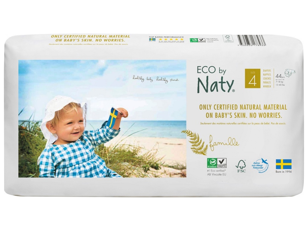 

Подгузники Naty Eco 4 (7-18 кг) 44 шт, Eco 4 7-18кг 44шт