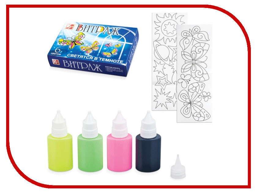 

Краски по стеклу Луч Витраж 6 цветов 20ml 23С1452-08, 23С1452-08