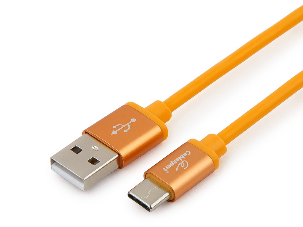 Аксессуар Gembird Cablexpert Silver Series USB 2.0 - USB Type-C 1m Orange CC-S-USBC01O-1M