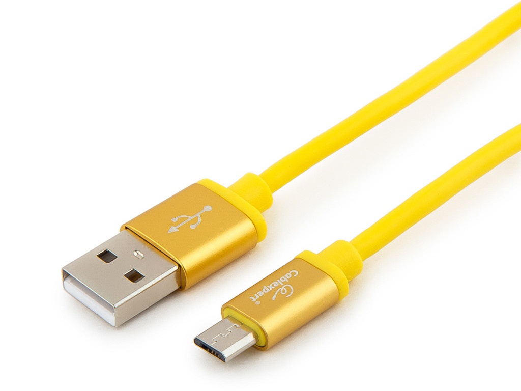Аксессуар Gembird Cablexpert Silver Series USB 2.0 - MicroUSB 1m Yellow CC-S-mUSB01Y-1M